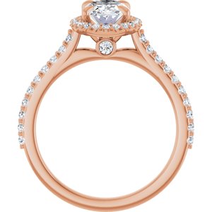 14K Rose 8x6 mm Oval Forever One™ Moissanite & 1/3 CTW Diamond Engagement Ring